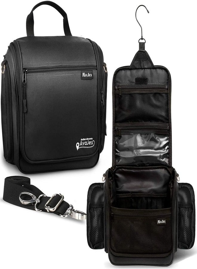 AvaJex Extra Large (11.8”x11.8”x4”) Hanging Travel Toiletry Bag for Men and Women - Cosmetic Travel Bag With Shoulder Strap - Waterproof Hygiene Bag with Metal Swivel Hook and 19 Compartments for Toiletries - Image 1
